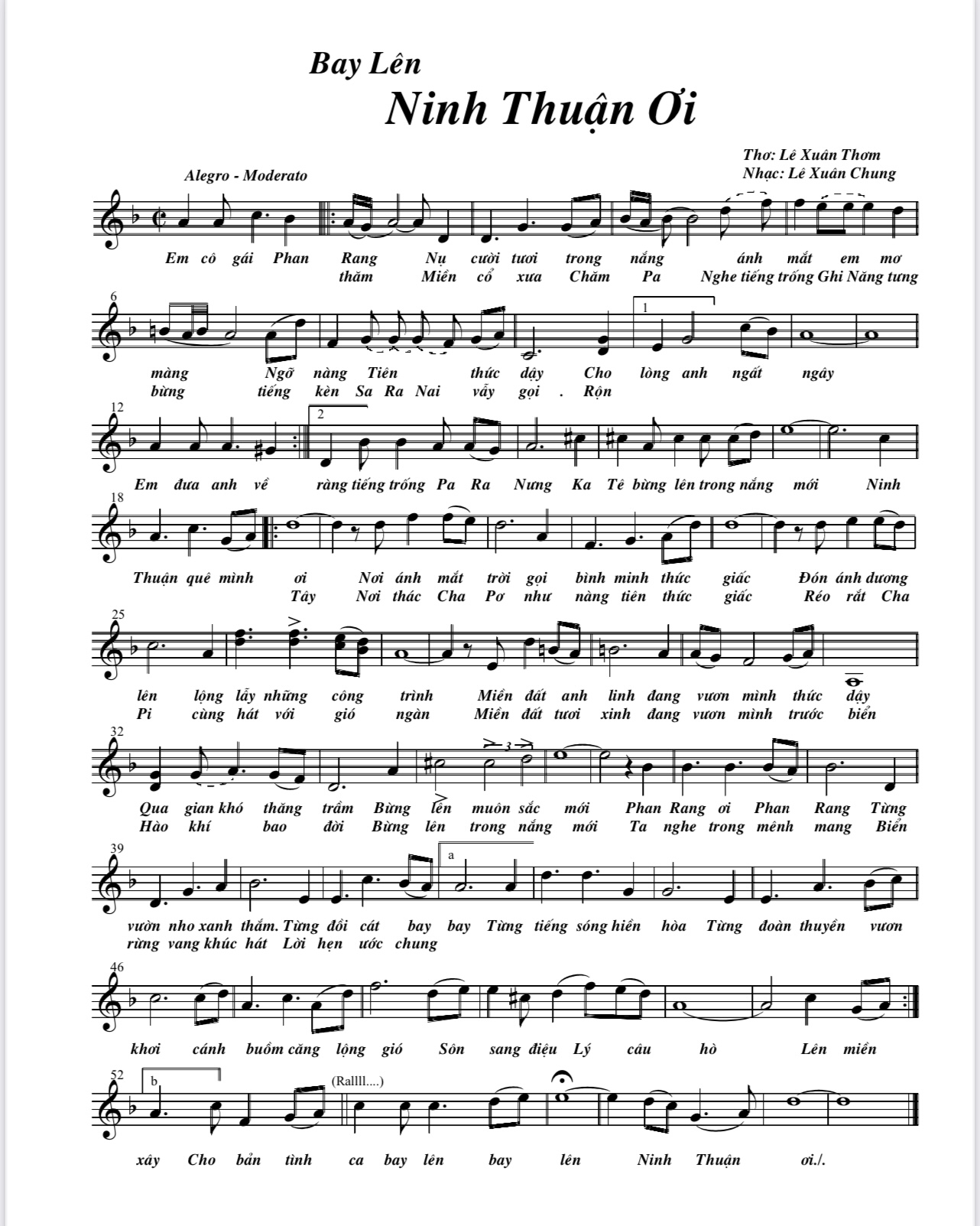 Sheet nhạc Bay lên Ninh Thuận ơi ! - Trang 1