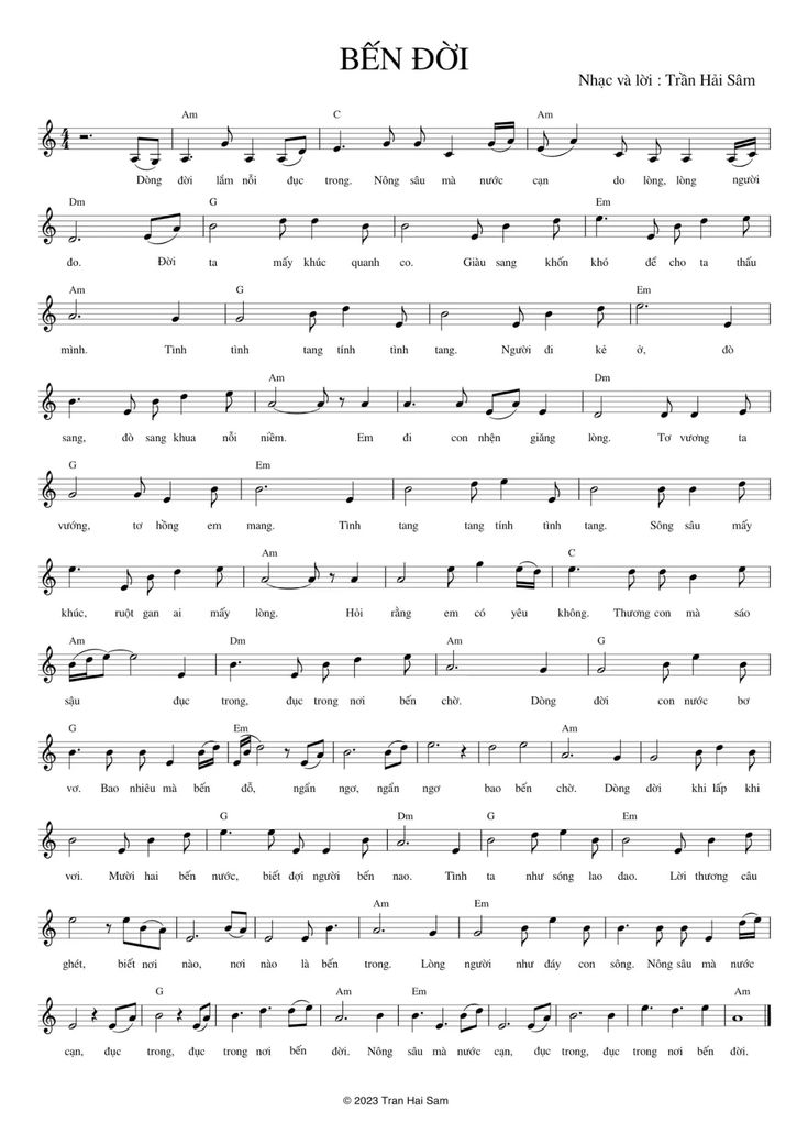 Sheet nhạc Bến đời - Trang 1