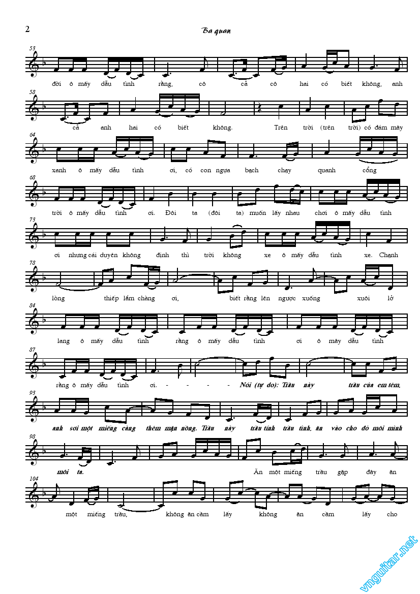 Sheet nhạc Ba quan mời trầu - Trang 2