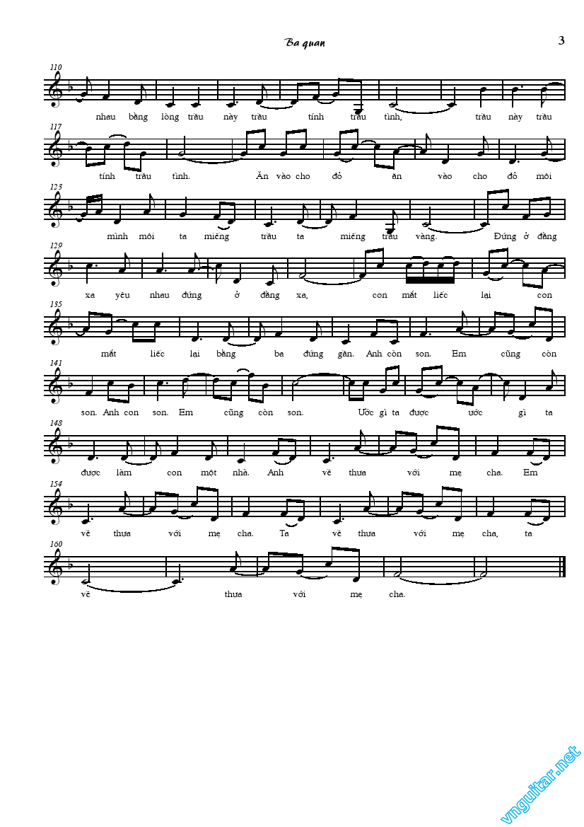 Sheet nhạc Ba quan mời trầu - Trang 3