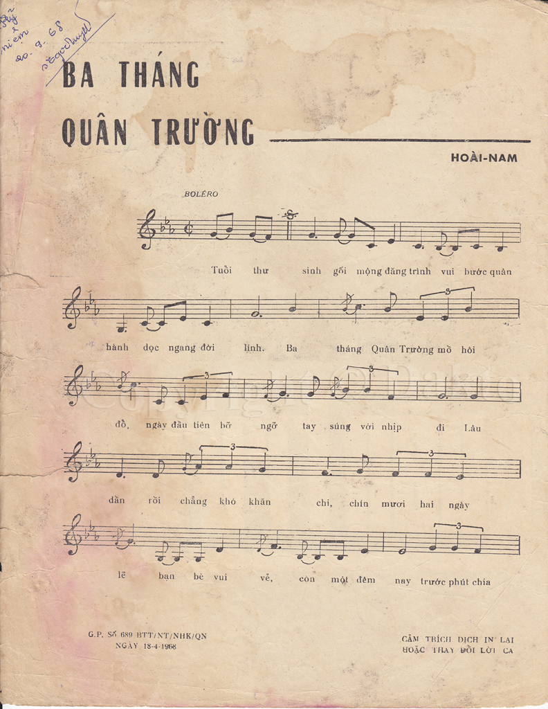 Sheet nhạc Ba tháng quân trường - Trang 2