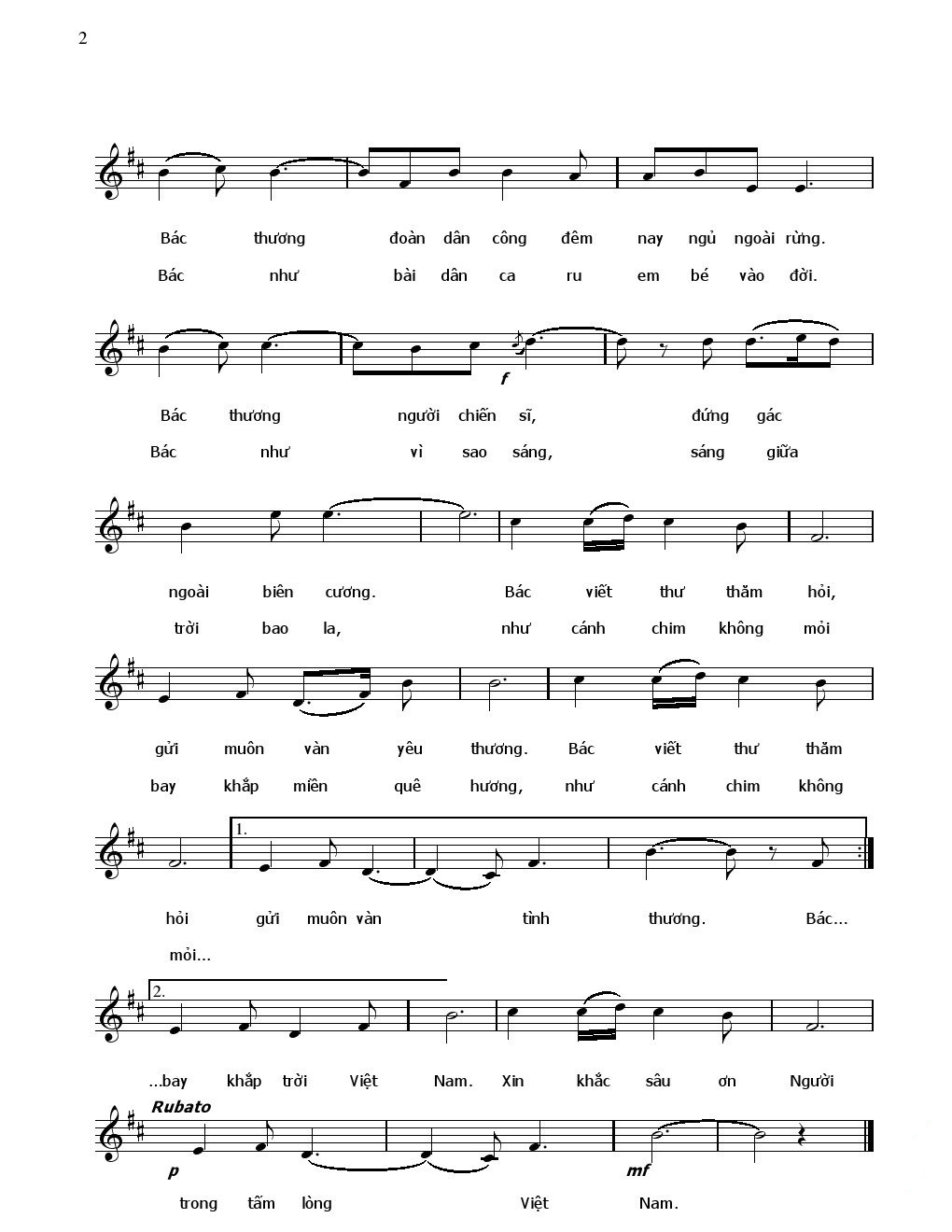 Sheet nhạc Bác Hồ một tình yêu bao la - Trang 2