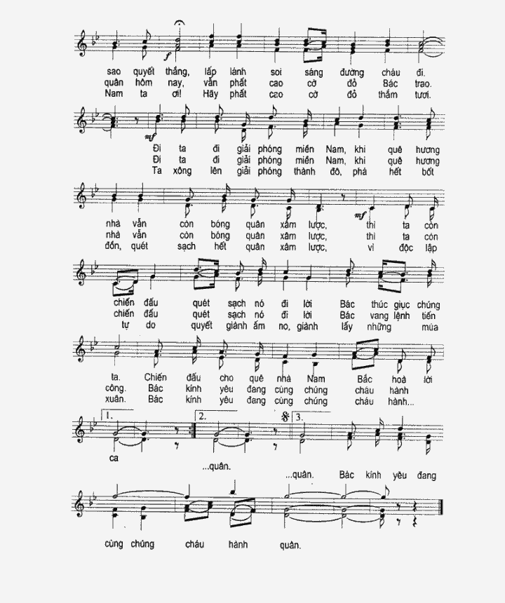 Sheet nhạc Bác đang cùng chúng cháu hành quân - Trang 2
