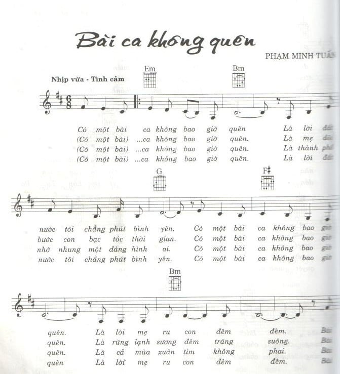 Sheet nhạc Bài ca không quên - Trang 1
