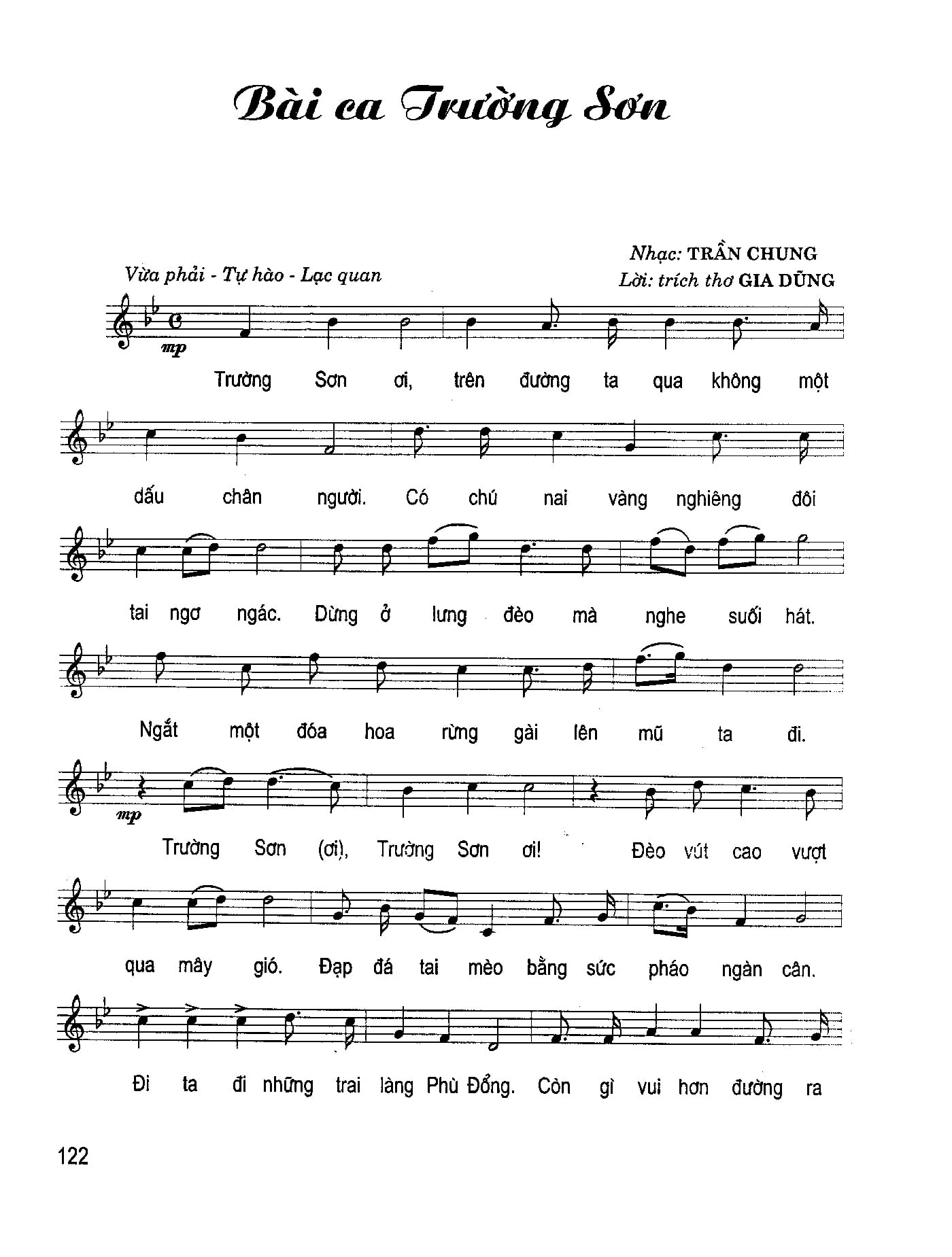 Sheet nhạc Bài ca Trường Sơn - Trang 1