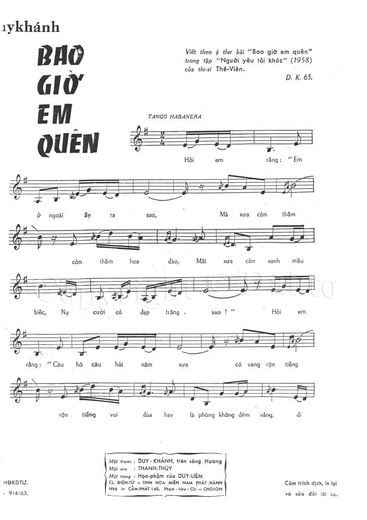 Sheet nhạc Bao giờ em quên - Trang 2