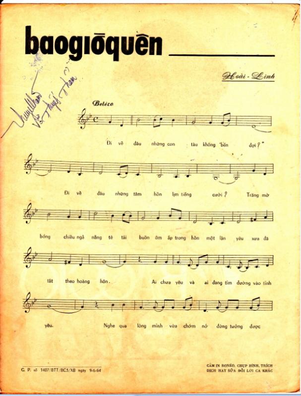 Sheet nhạc Bao giờ quên - Trang 2