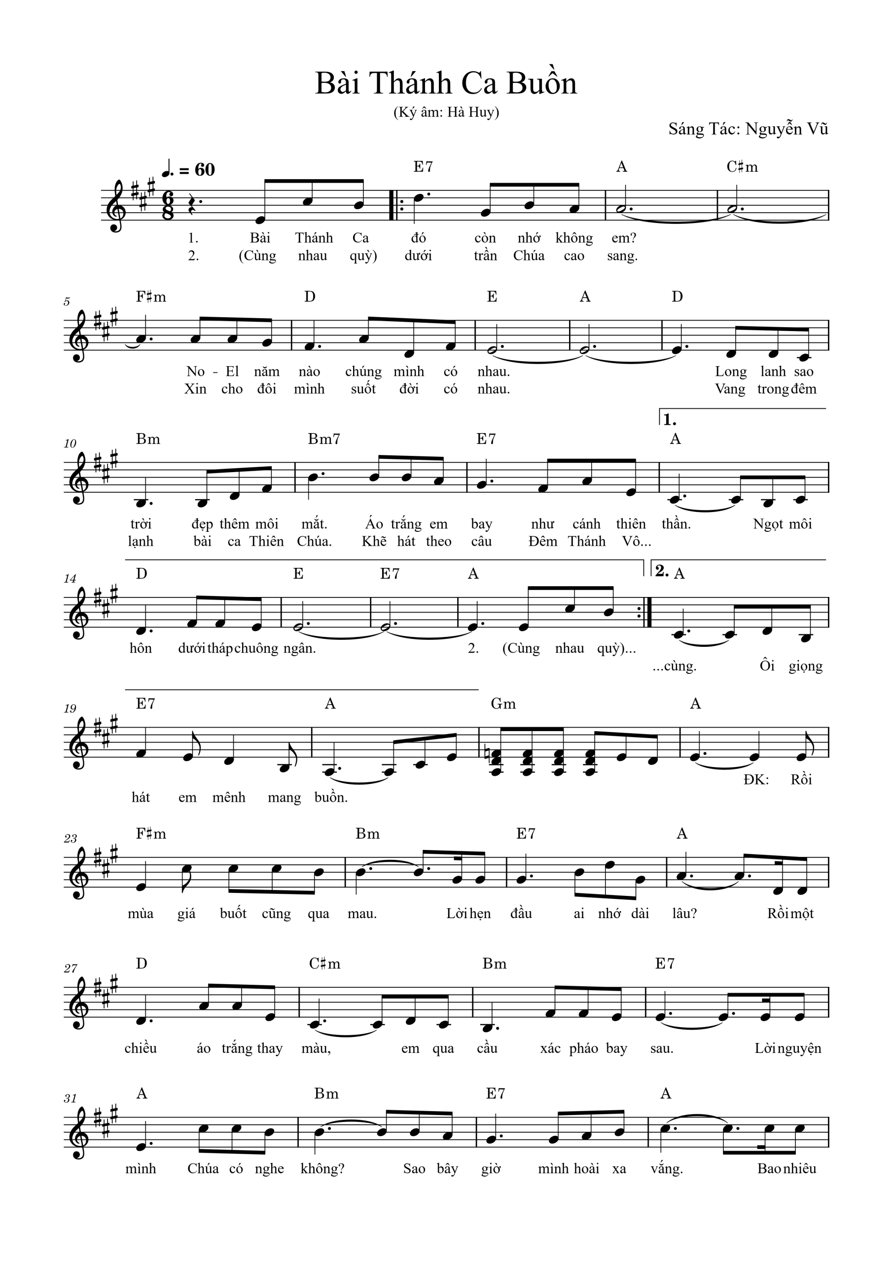 Sheet nhạc Liên khúc Bài thánh ca buồn & Chờ đông - Trang 1