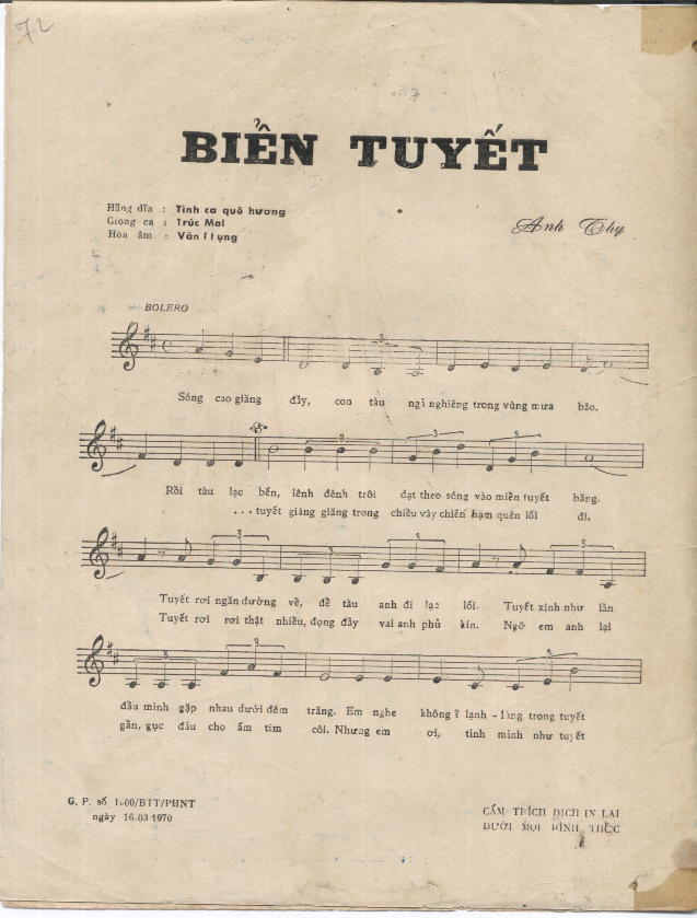 Sheet nhạc Biển tuyết - Trang 2