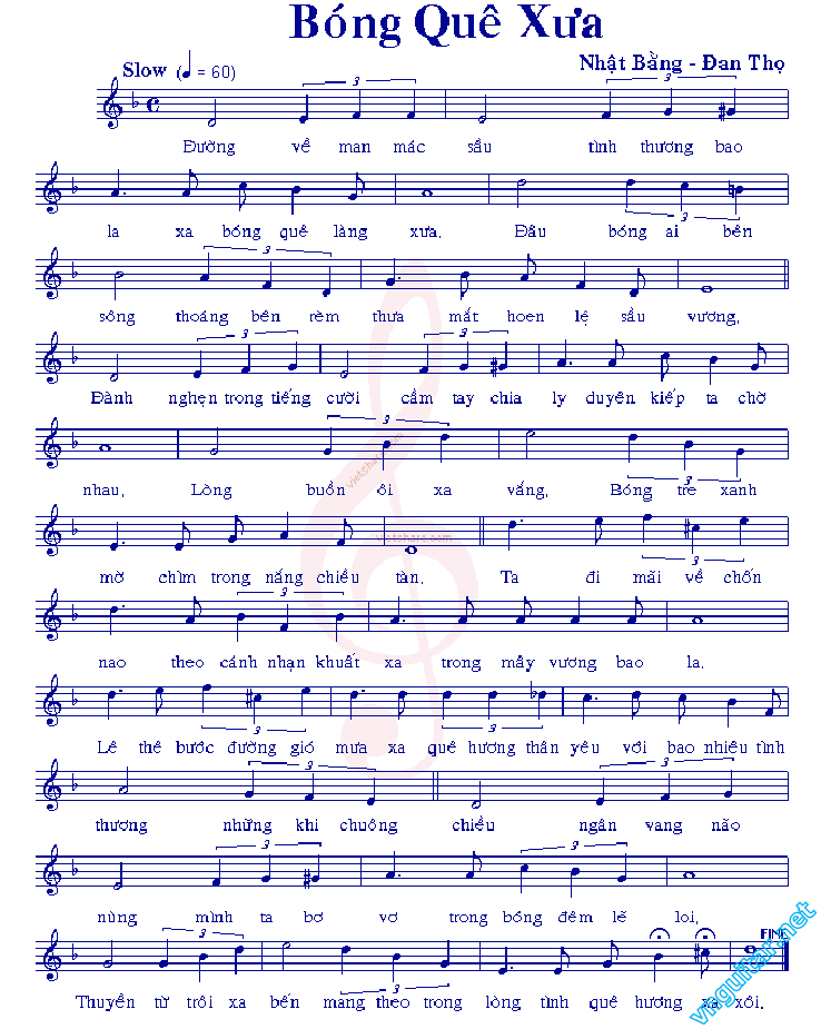 Sheet nhạc Bóng quê xưa - Trang 1