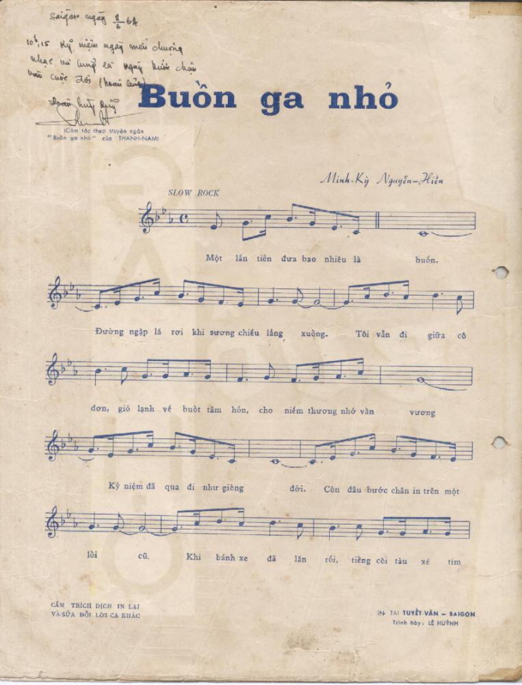 Sheet nhạc Buồn ga nhỏ - Trang 2