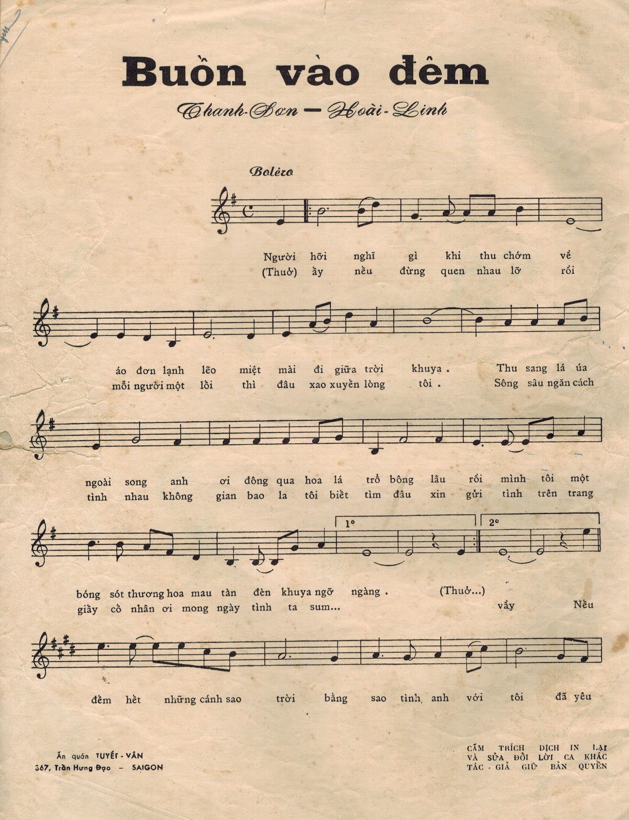 Sheet nhạc Buồn vào đêm - Trang 2