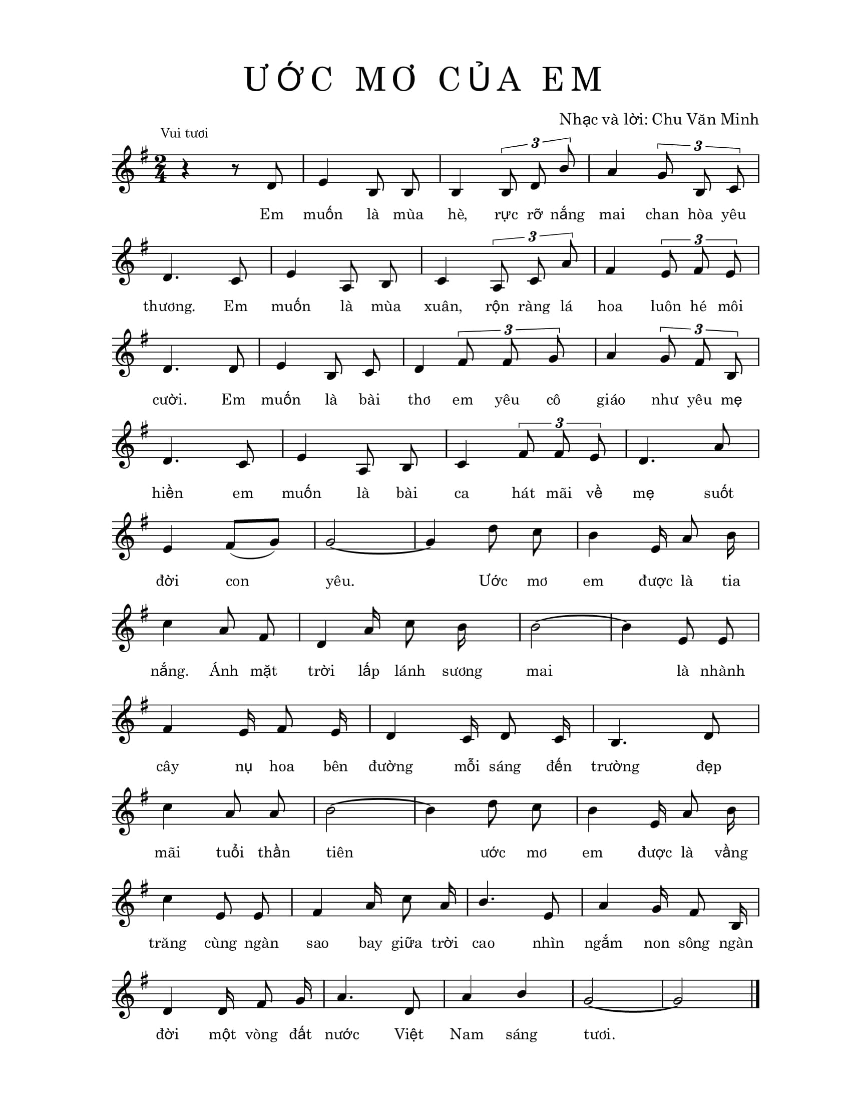 Sheet nhạc Ước mơ của em - Trang 1