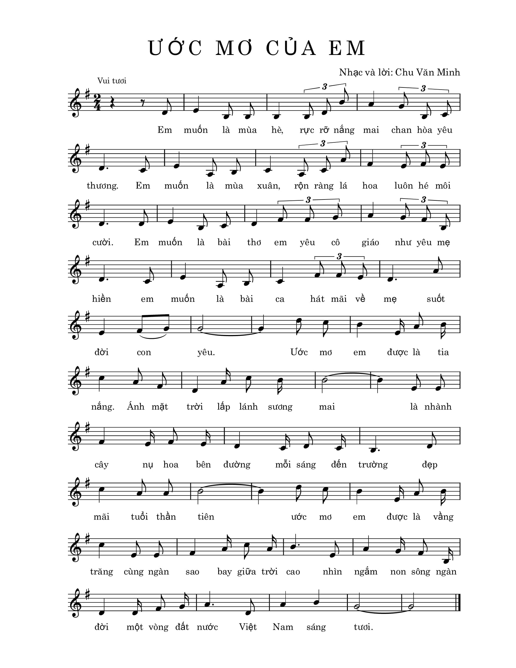 Ước mơ của em Sheet Nhạc