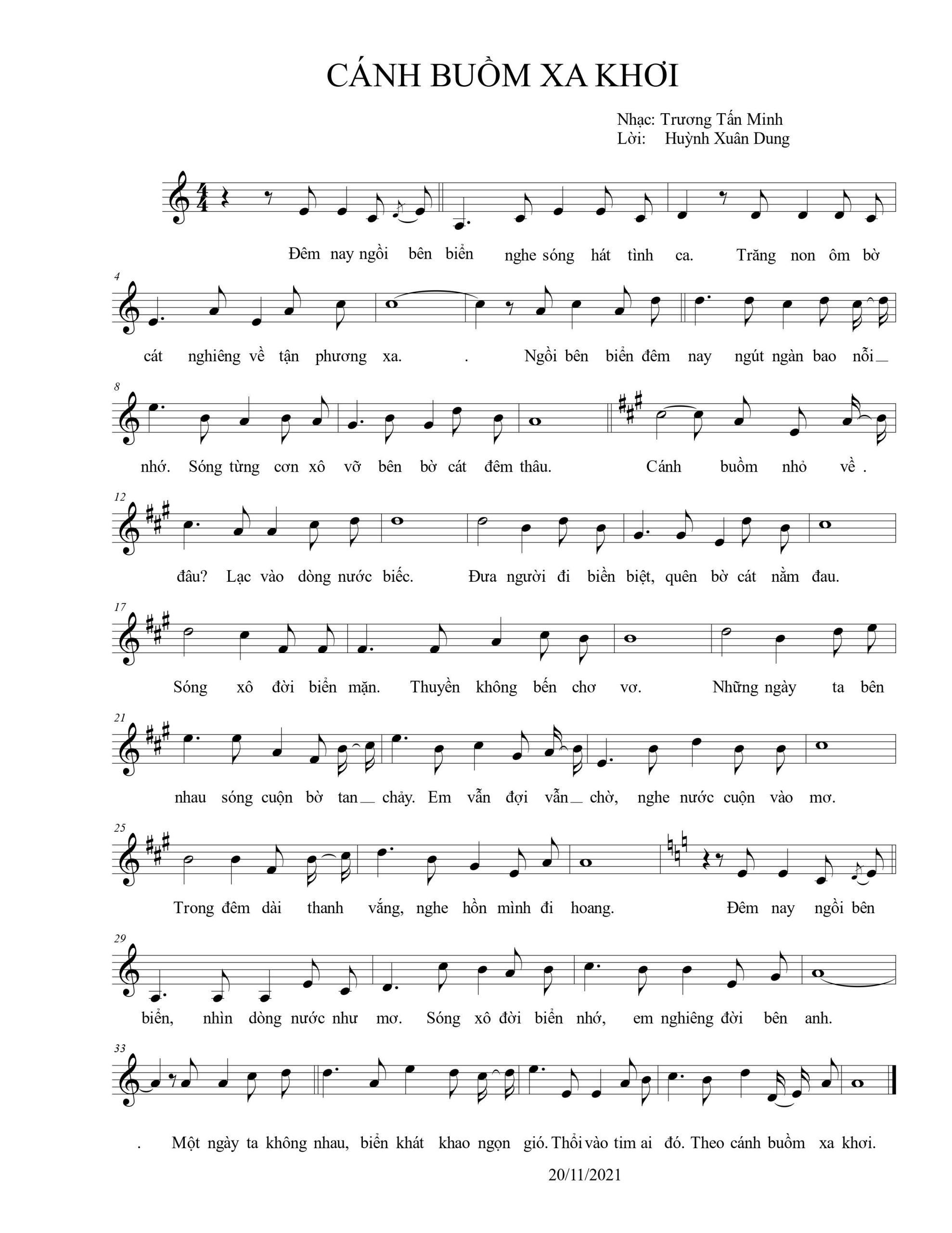 Sheet nhạc Cánh buồm xa khơi - Trang 1