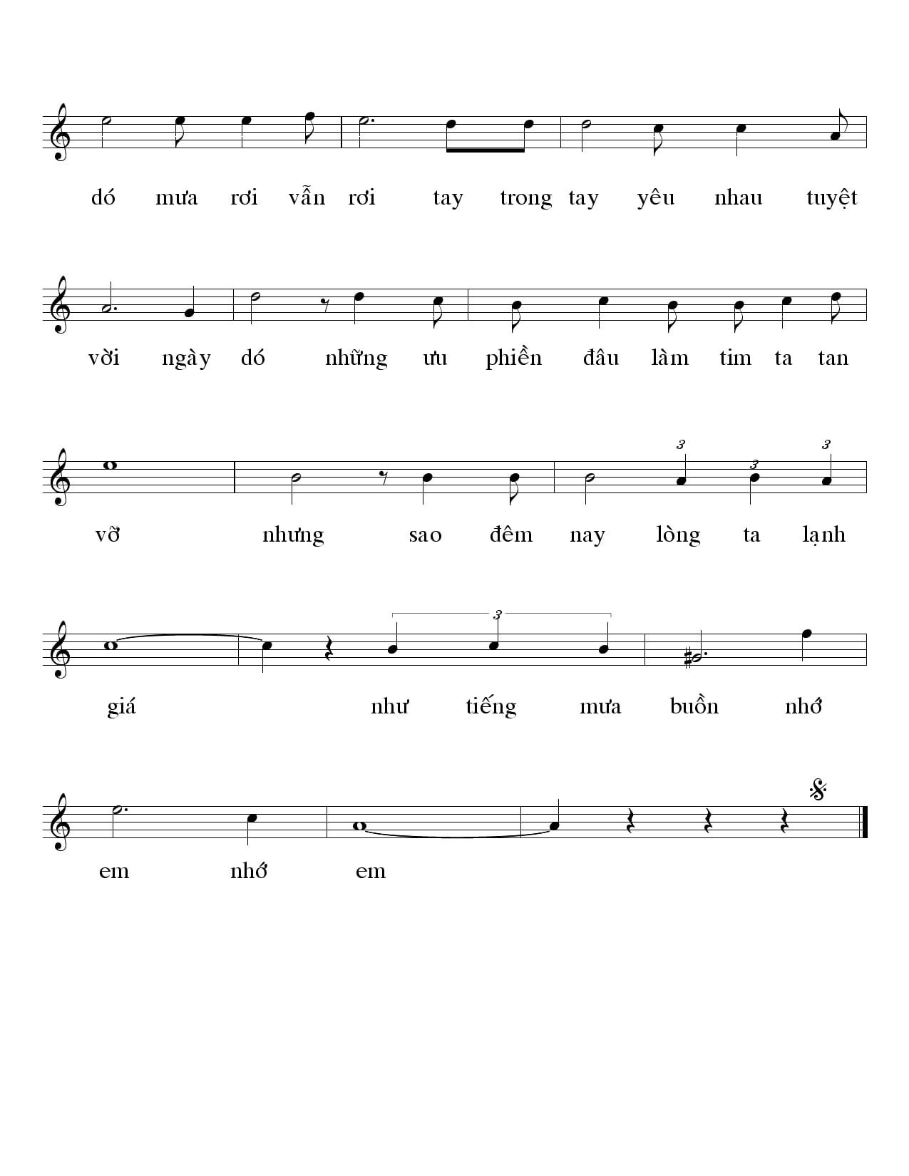 Sheet nhạc Tiếng mưa rơi - Trang 2