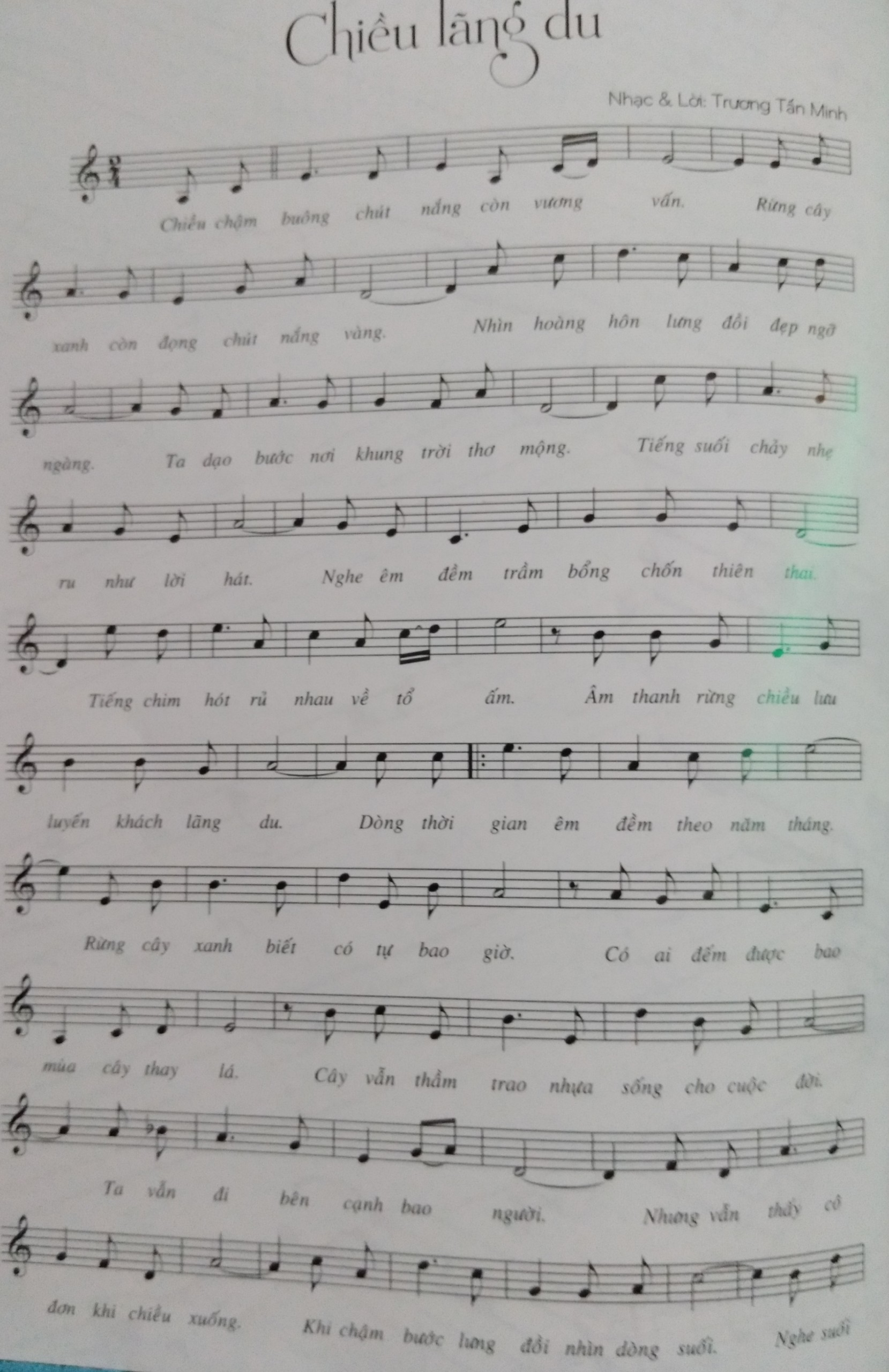 Sheet nhạc Chiều lãng du - Trang 1