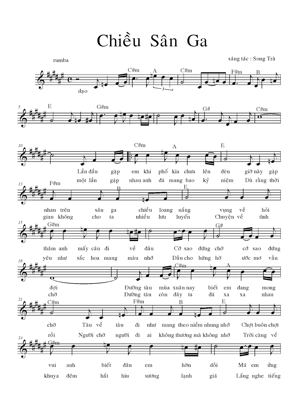 Sheet nhạc Chiều sân ga - Trang 1