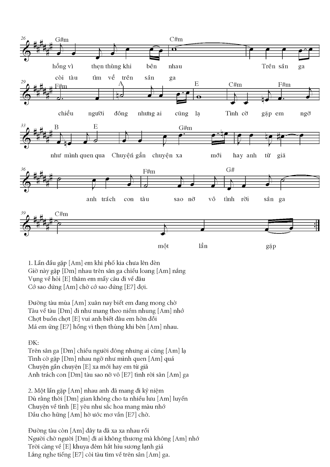 Sheet nhạc Chiều sân ga - Trang 2