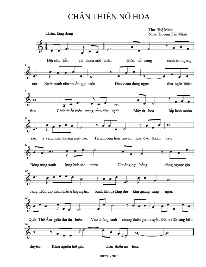 Sheet nhạc Chân thiền nở hoa - Trang 1