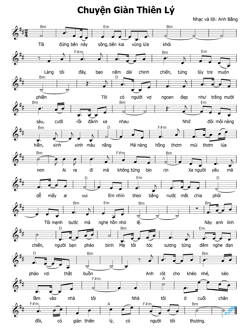 Sheet nhạc Chuyện giàn thiên lý - Trang 1