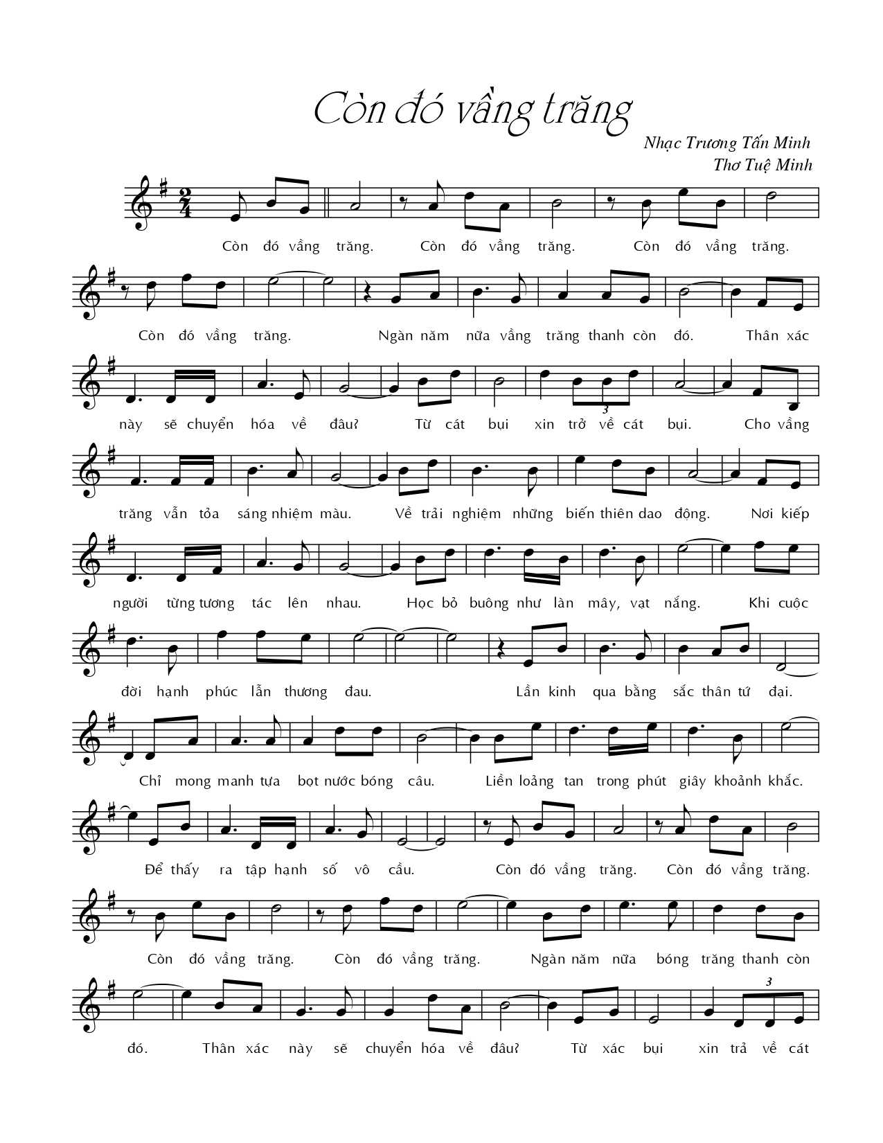 Còn đó vầng trăng Sheet Nhạc