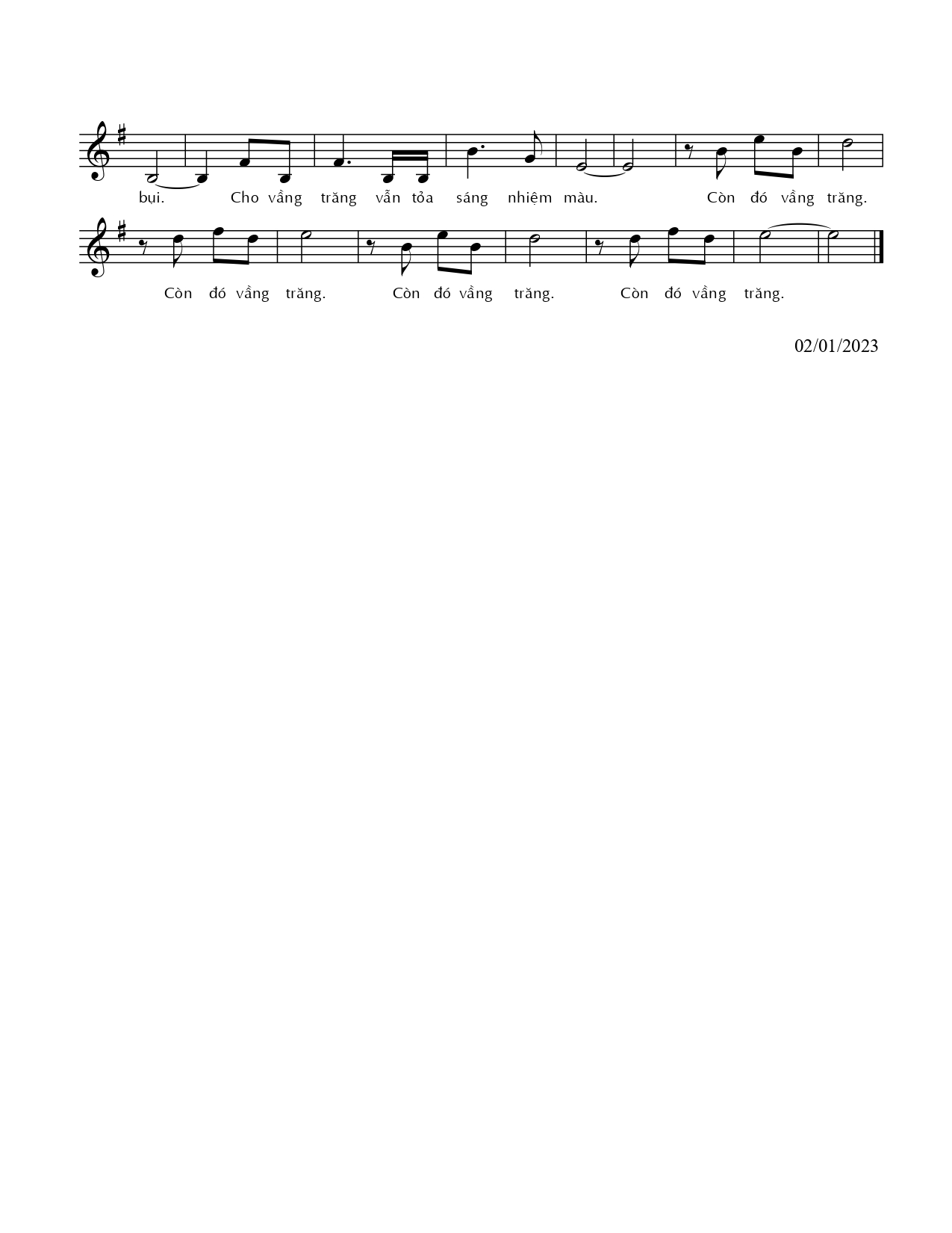 Sheet nhạc Còn đó vầng trăng - Trang 2