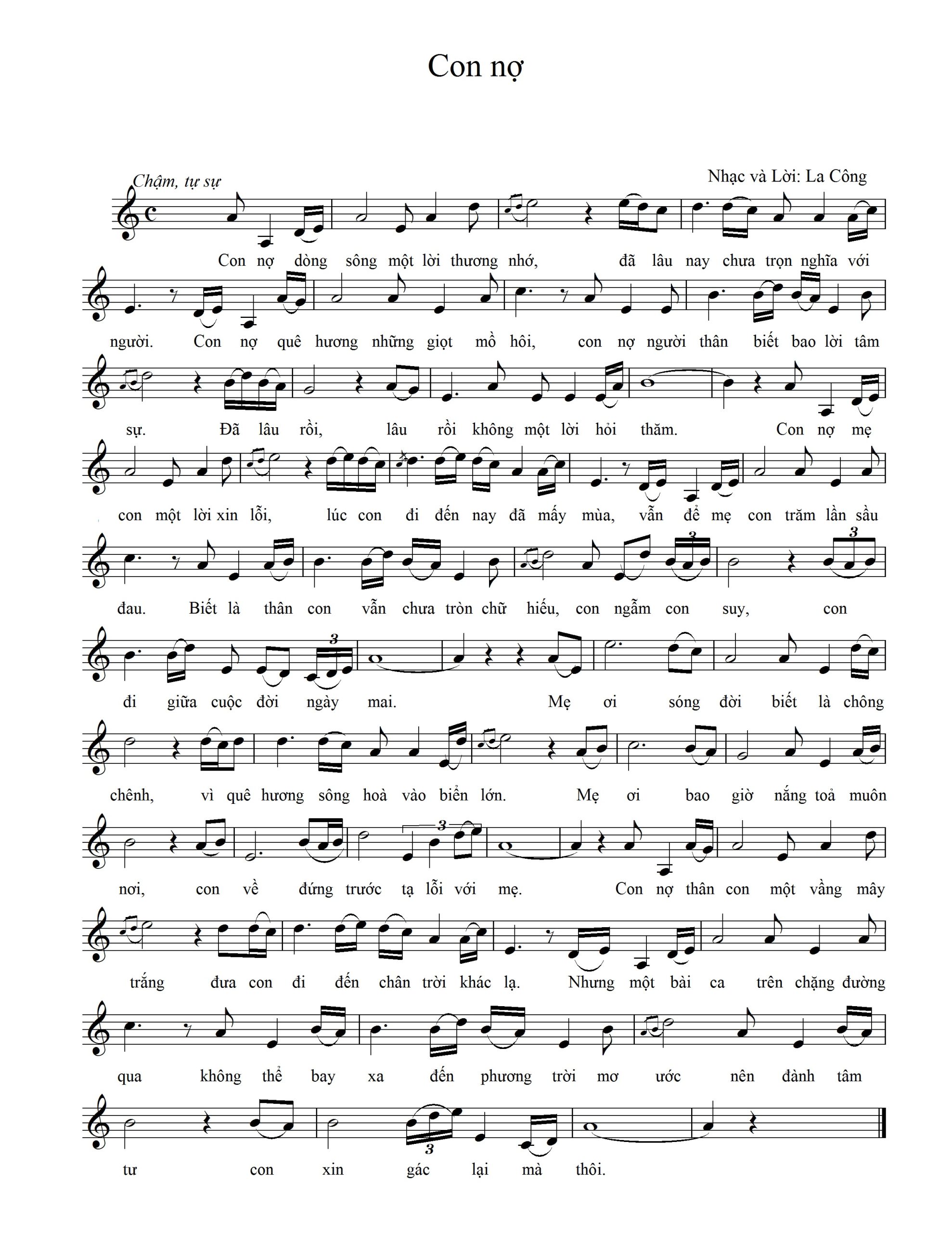 Sheet nhạc Con nợ - Trang 1