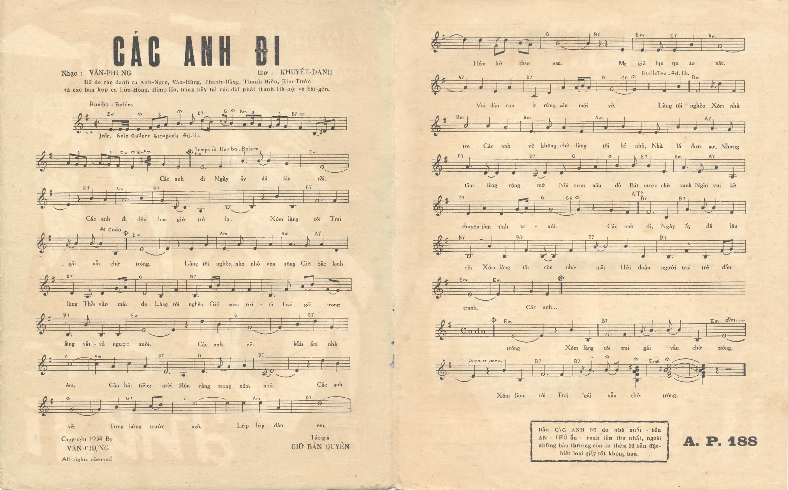 Sheet nhạc Các anh đi - Trang 2