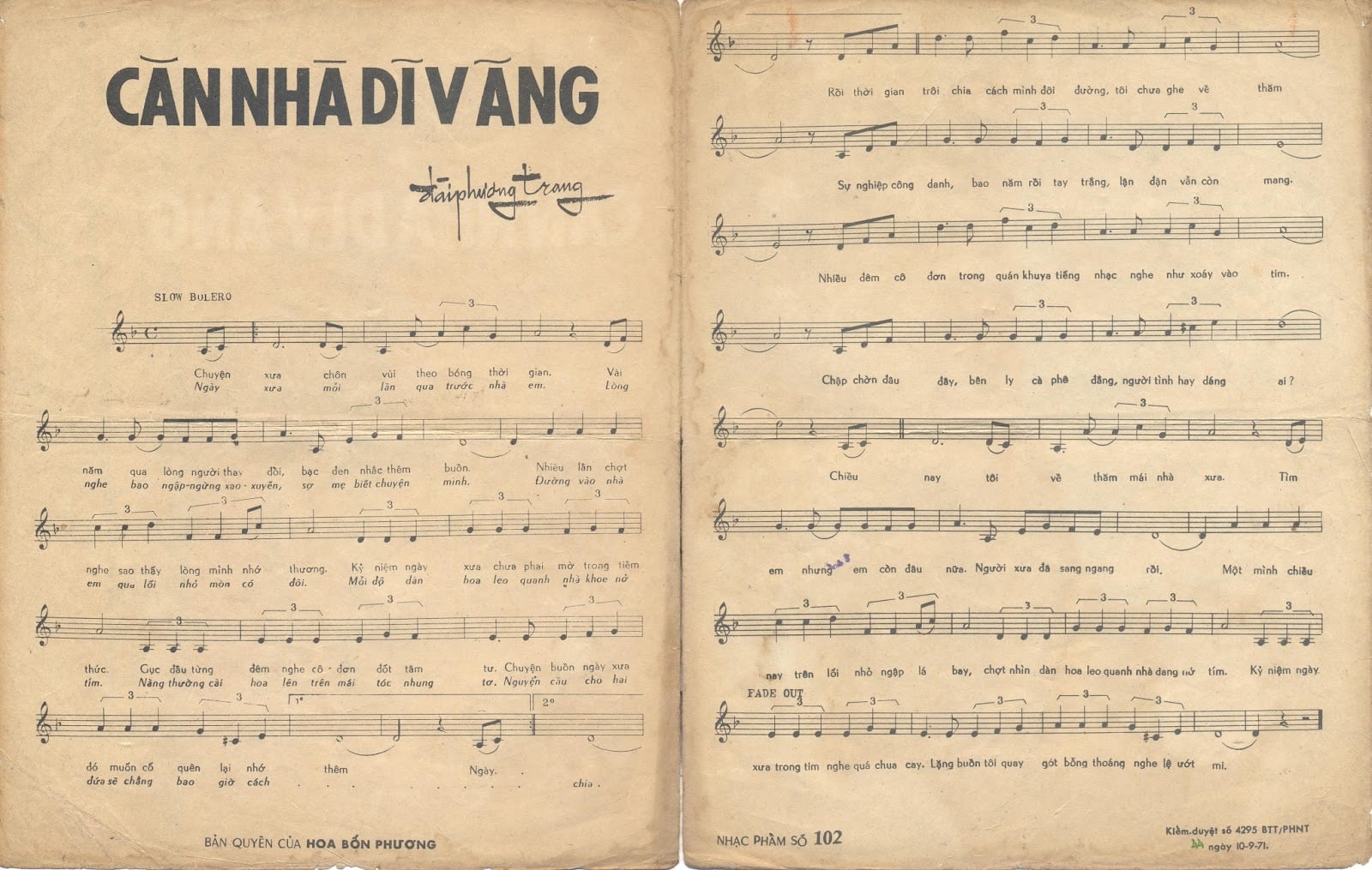 Sheet nhạc Căn nhà dĩ vãng - Trang 2