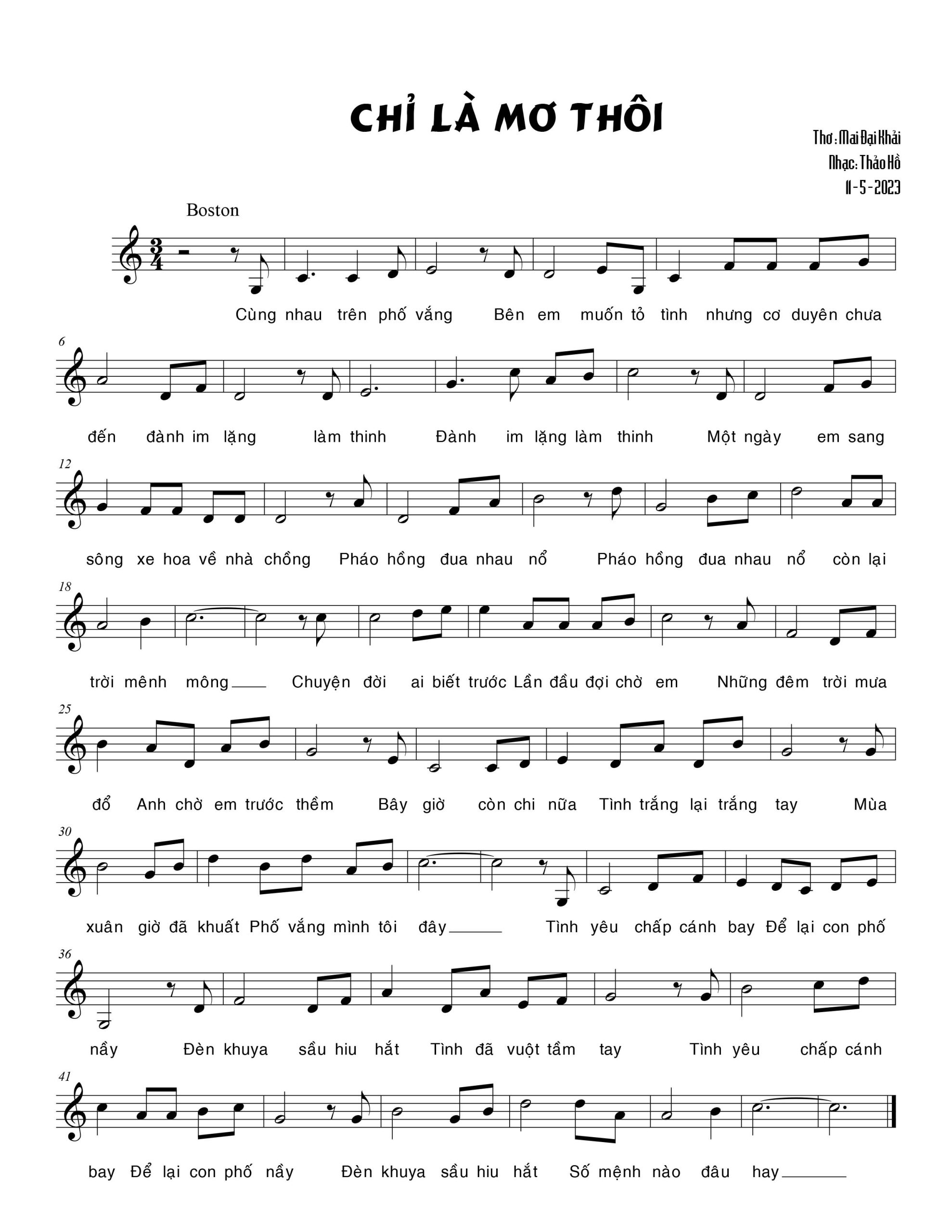 Sheet nhạc Chỉ là mơ thôi - Trang 1