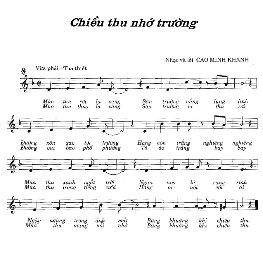 Sheet nhạc Chiều thu nhớ trường - Trang 1