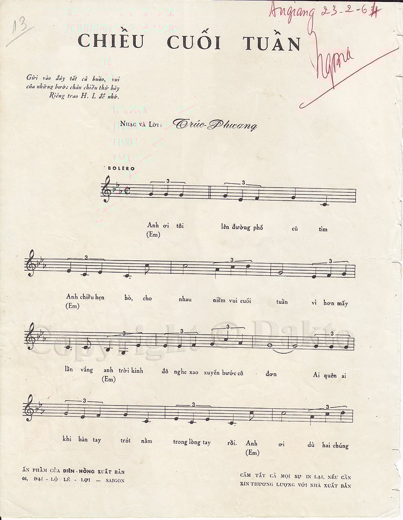 Sheet nhạc Chiều cuối tuần - Trang 2