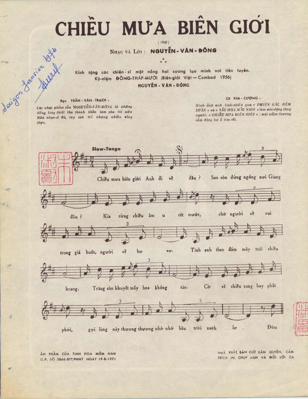 Sheet nhạc Chiều mưa biên giới - Trang 2