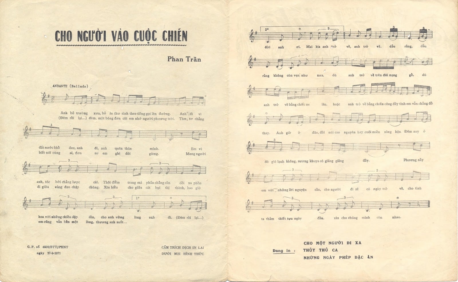 Sheet nhạc Cho người vào cuộc chiến - Trang 2