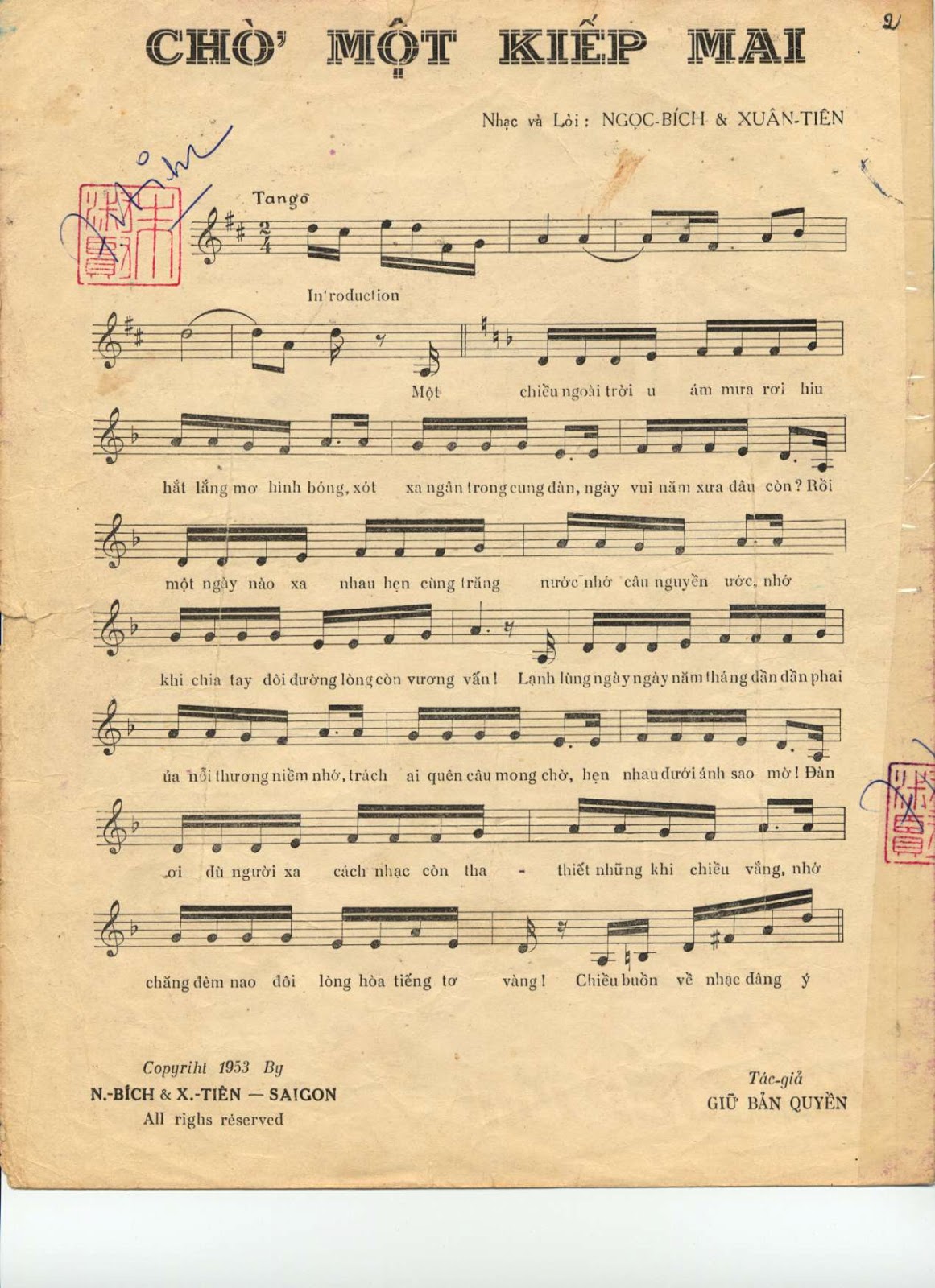 Sheet nhạc Chờ một kiếp mai - Trang 2