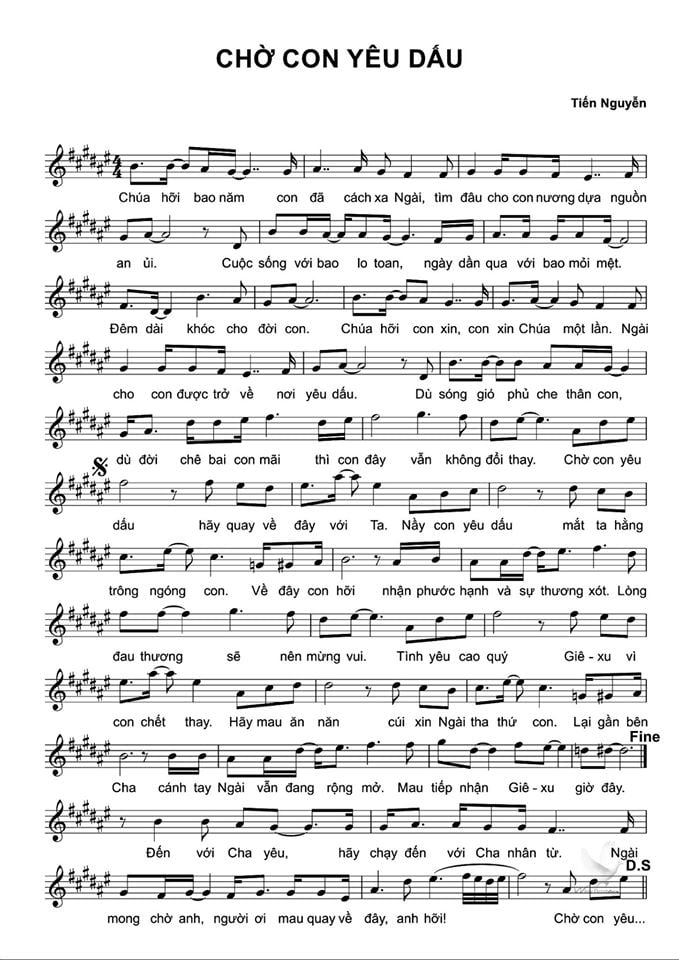 Sheet nhạc Chờ con yêu dấu - Trang 1