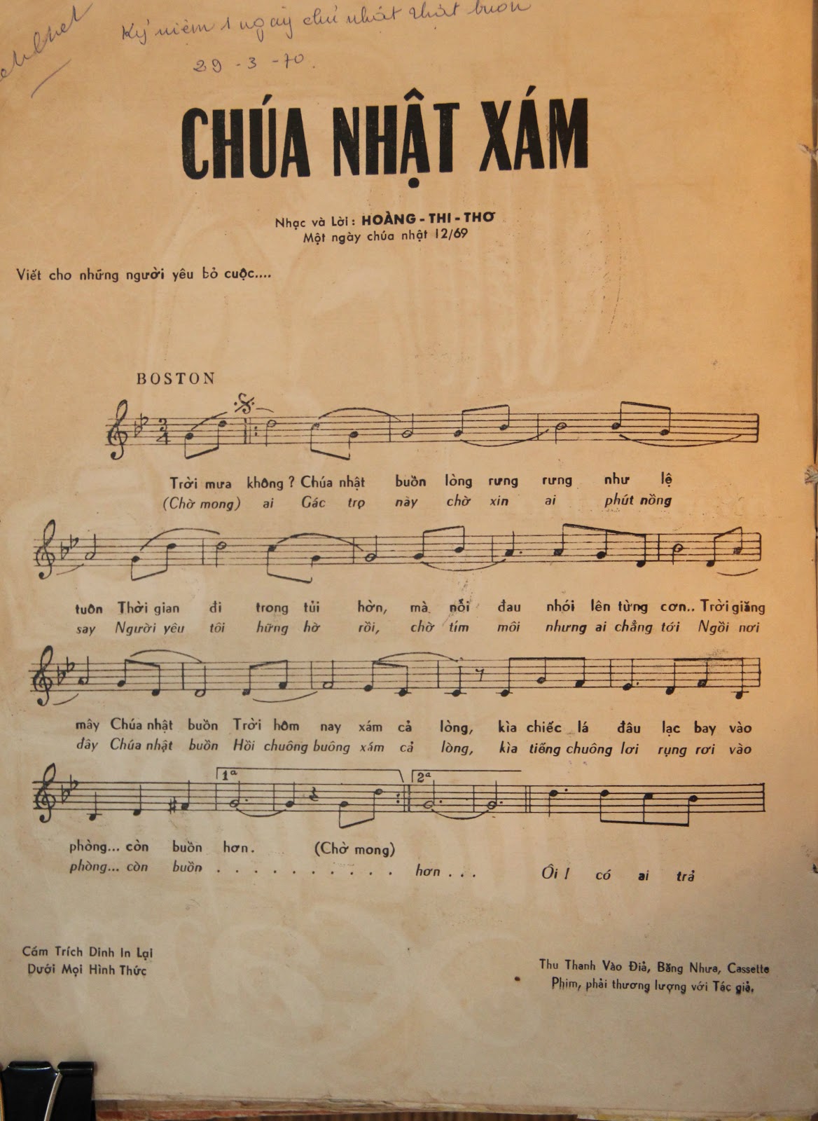 Sheet nhạc Chúa nhật xám - Trang 2