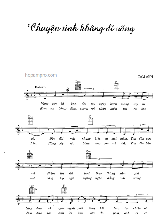 Sheet nhạc Chuyện tình không dĩ vãng - Trang 1