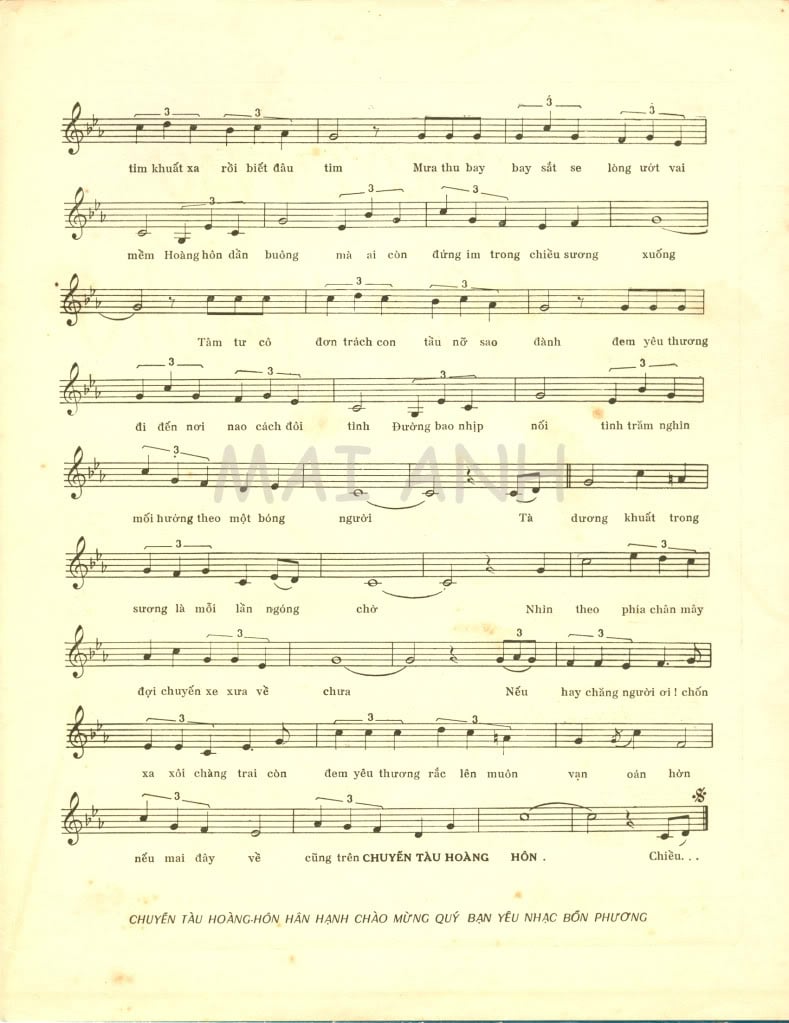 Sheet nhạc Chuyến tàu hoàng hôn - Trang 3