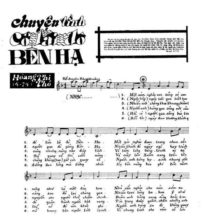Sheet nhạc Chuyện tình cô lái đò Bến Hạ - Trang 2
