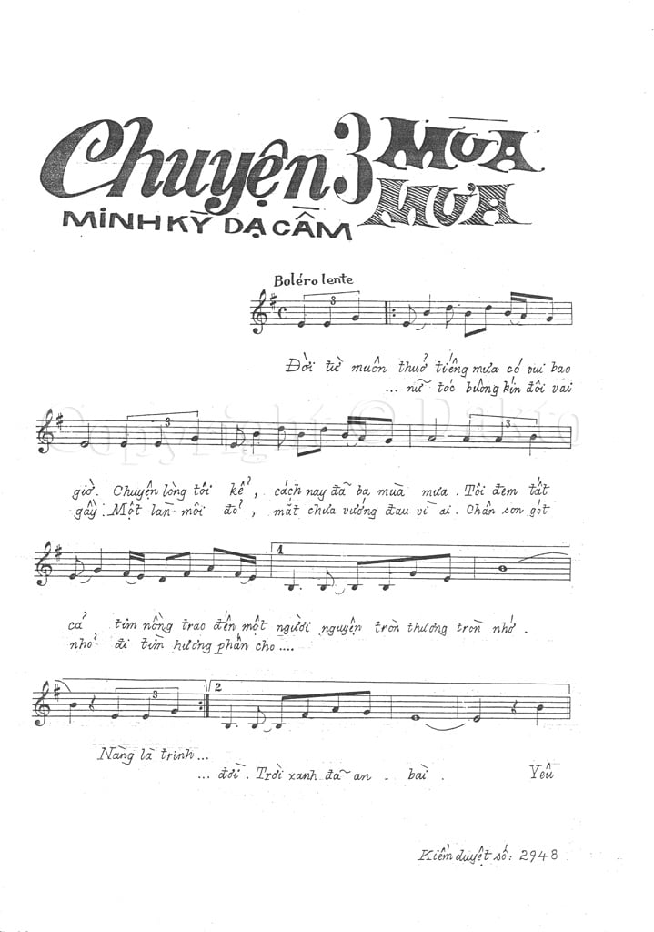 Sheet nhạc Chuyện ba mùa mưa - Trang 1