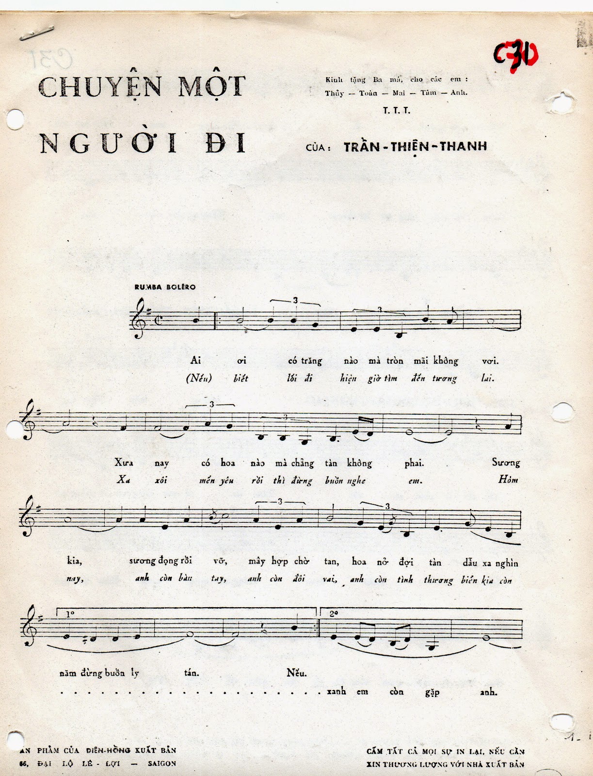 Sheet nhạc Chuyện một người đi - Trang 1