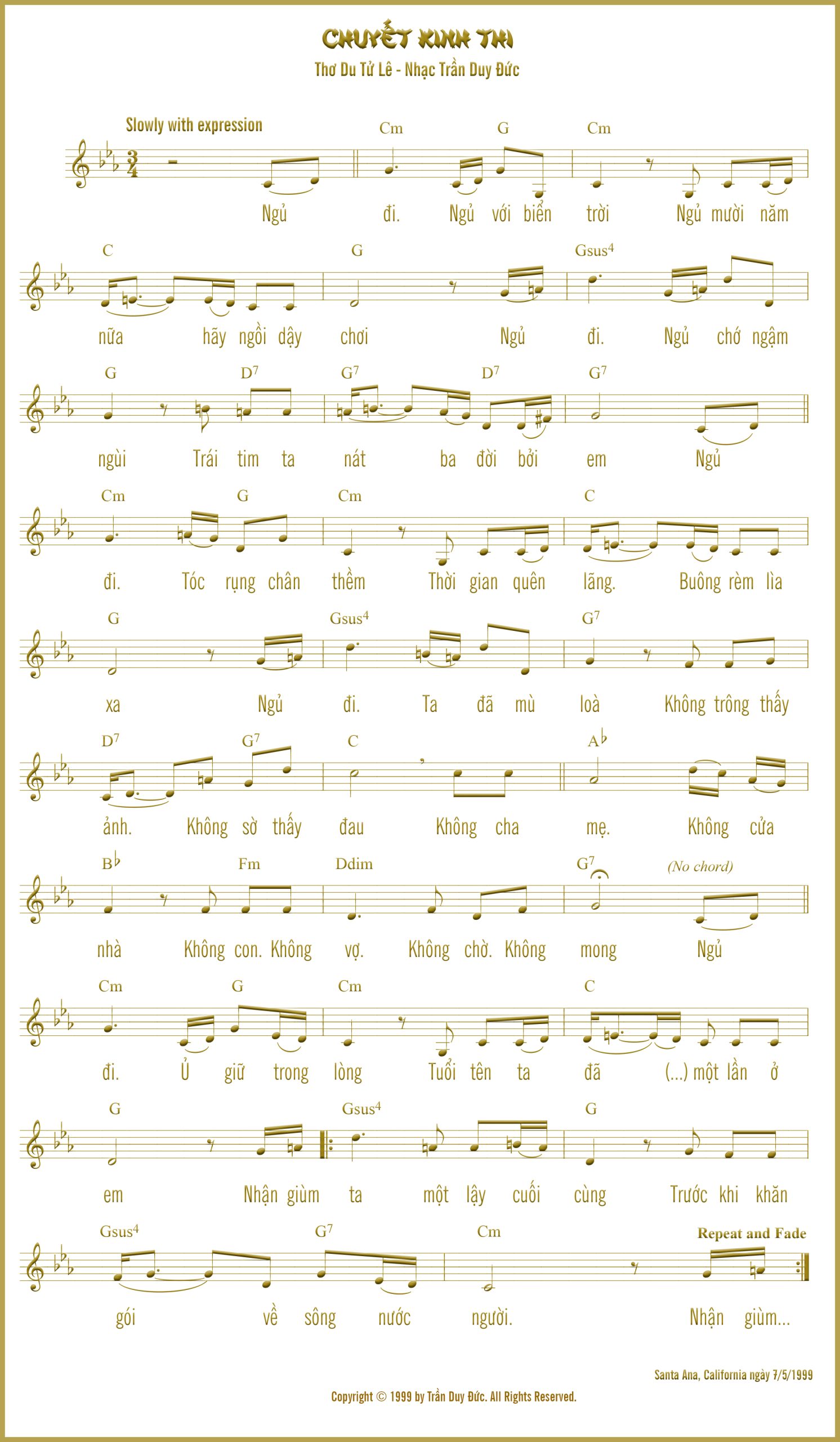 Sheet nhạc Chuyết kinh thi - Trang 1