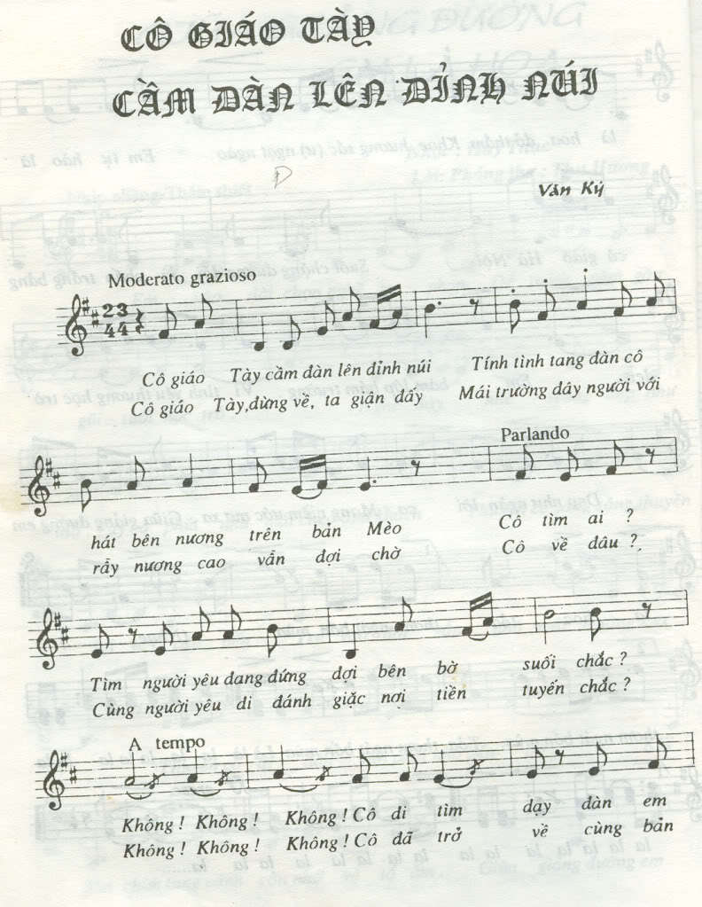 Sheet nhạc Cô giáo Tày cầm đàn lên đỉnh núi - Trang 1