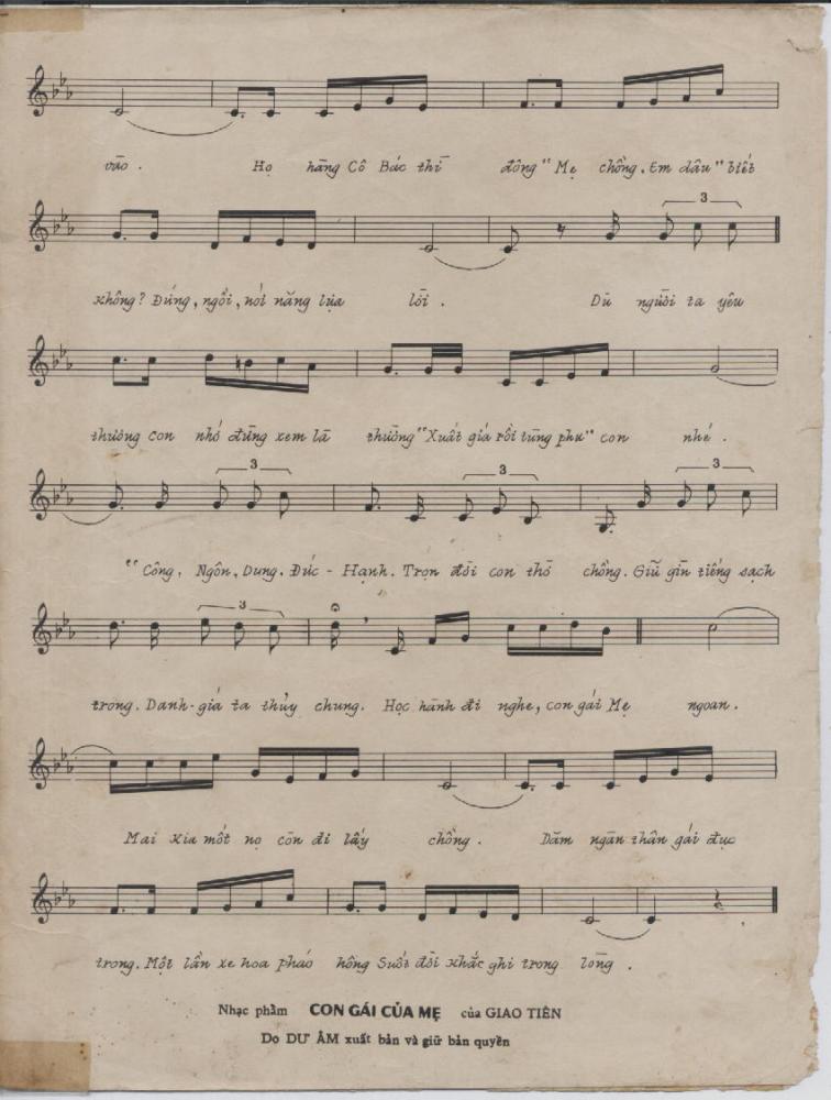 Sheet nhạc Con gái của mẹ - Trang 3