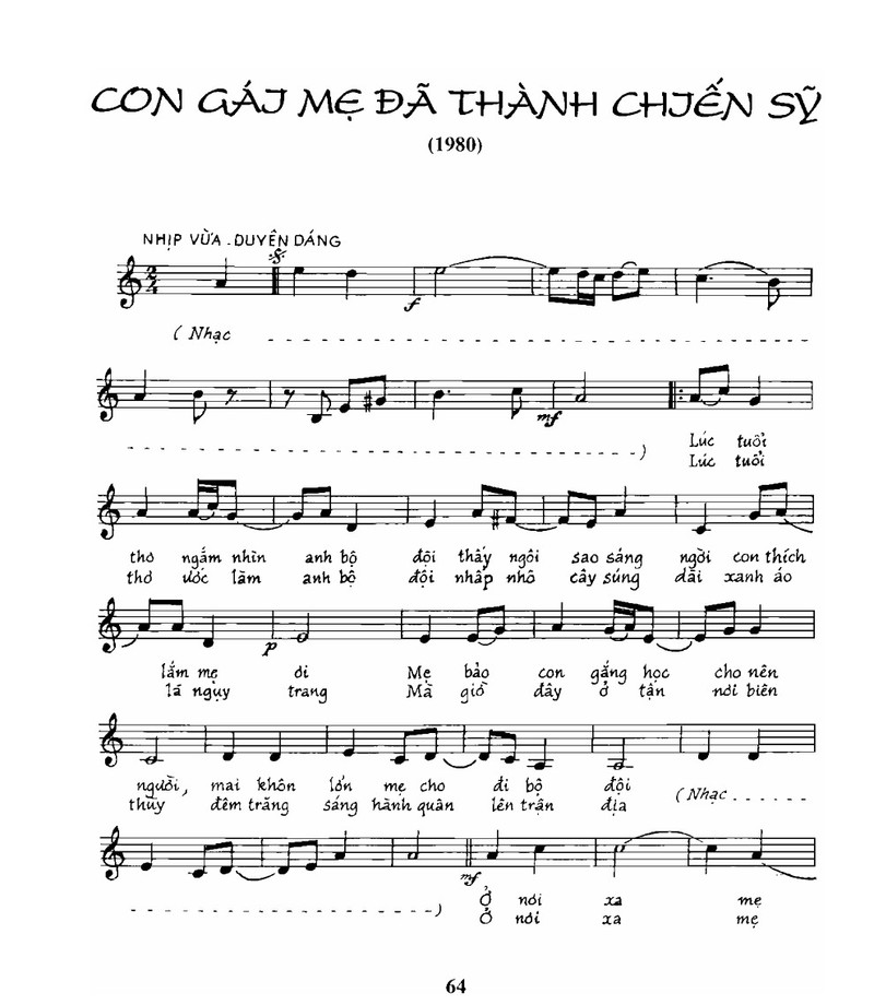 Sheet nhạc Con gái mẹ đã thành chiến sĩ - Trang 1