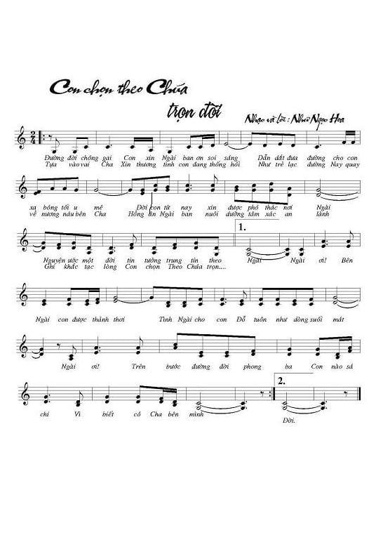 Sheet nhạc Con chọn theo Chúa trọn đời - Trang 1