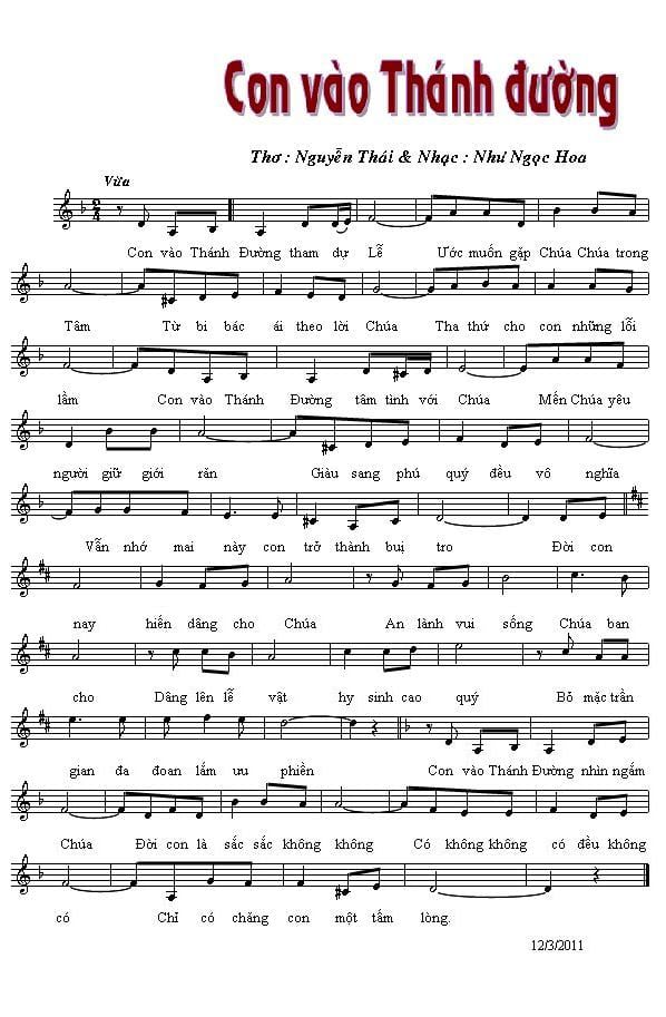 Sheet nhạc Con vào Thánh đường - Trang 1