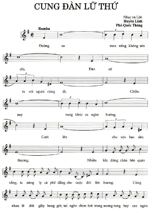 Sheet nhạc Cung đàn lữ thứ - Trang 1